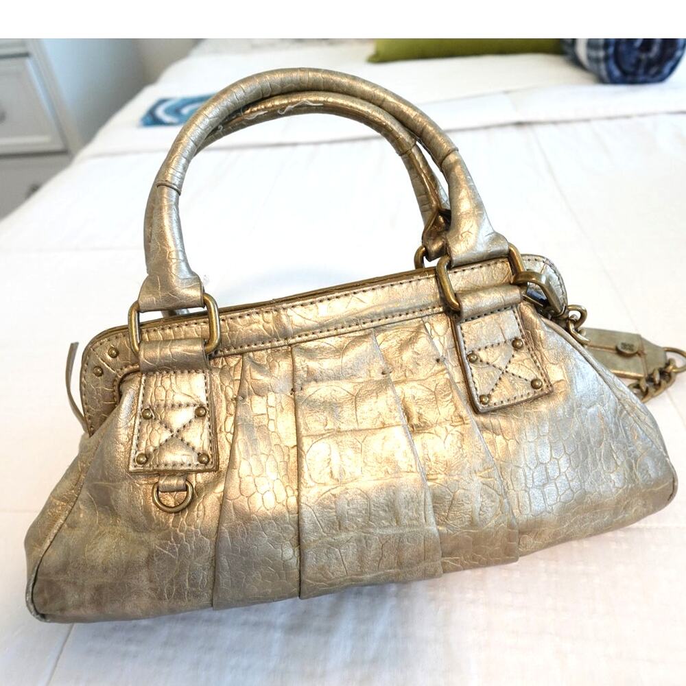 Gold Faux Crocodile Shoulder purse